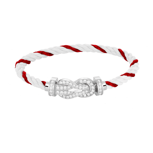 [AuraEcho]CHANCE LARGE 8 FIGURE BUCKLE FULL DIAMOND BRACELET SILVER