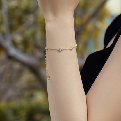 [AuraEcho]Four-Leaf Clover Hollow Butterfly Bracelet