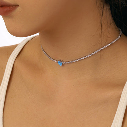 [AuraEcho]1.0 carat Unique Pear Cut Tennis Necklace