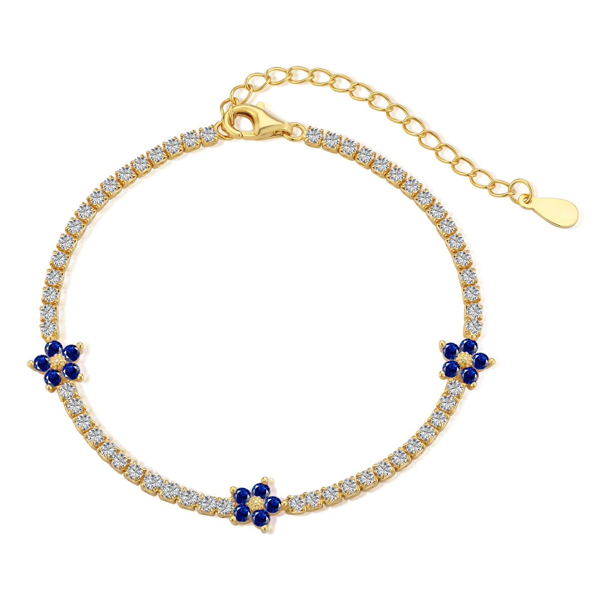 [AuraEcho]Sparkling Flower Shape Tennis Bracelet
