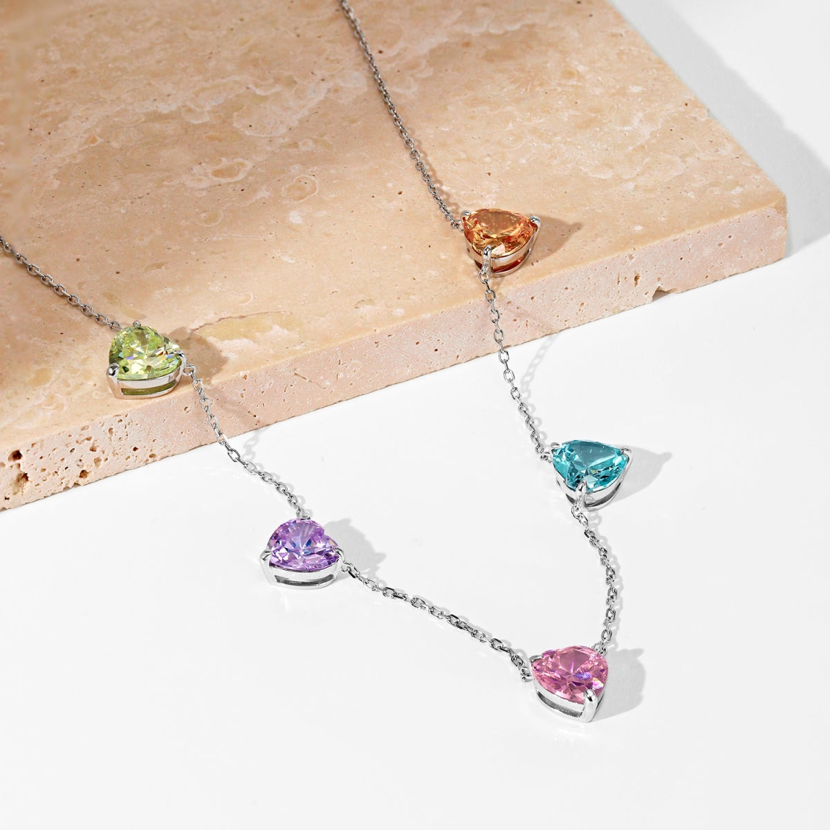 [AuraEcho]Sparkling Colorful Heart Cut Necklace