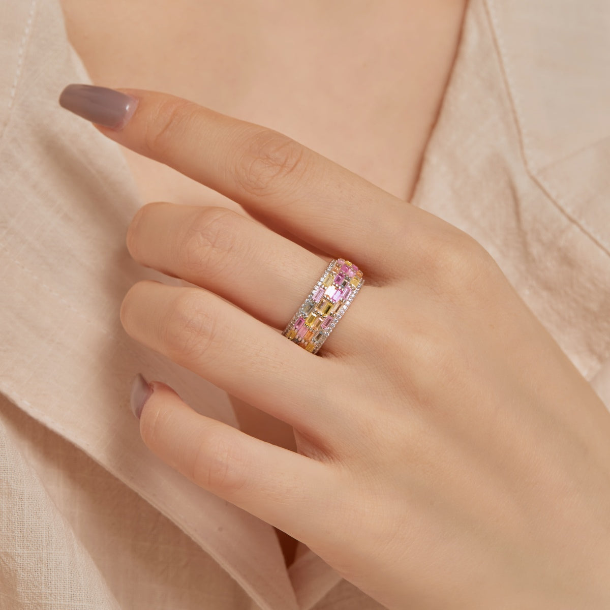 [AuraEcho]Radiant Colorful Radiant Cut Daily Ring