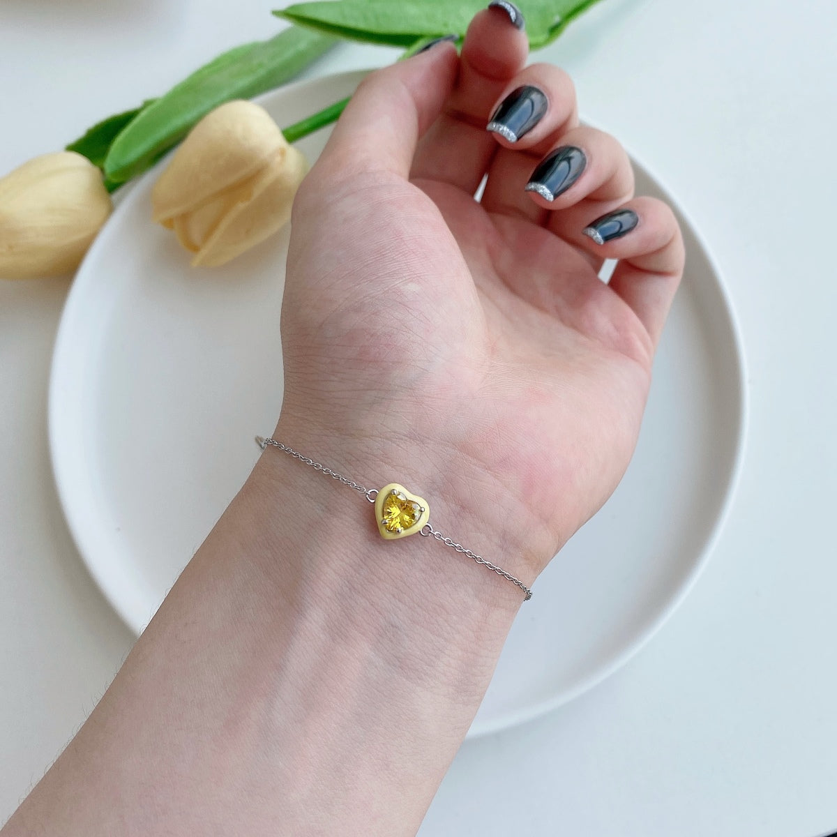 [AuraEcho]Sparkling Romantic Heart Shape Lover Bracelet