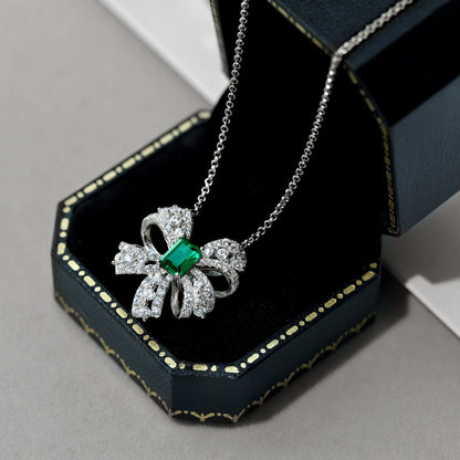 [AuraEcho]Luxurious Flower Shape Emerald Cut Necklace