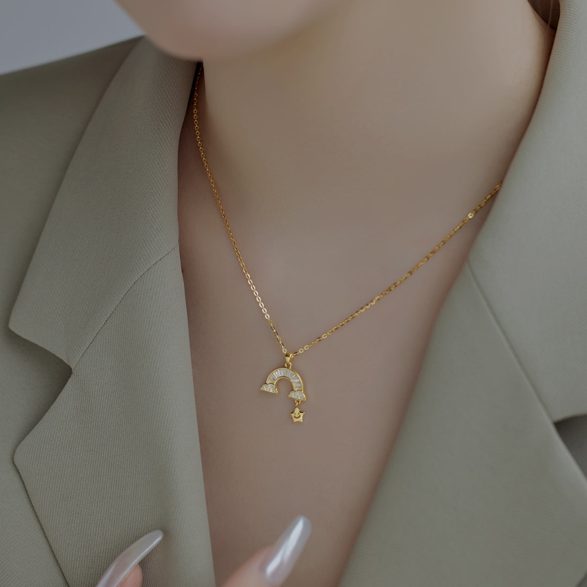 [AuraEcho]Unique Rainbow Star Necklace