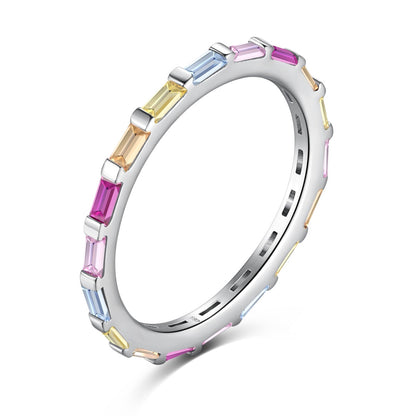 [AuraEcho]Exquisite Multicolored Emerald Cut Daily Ring