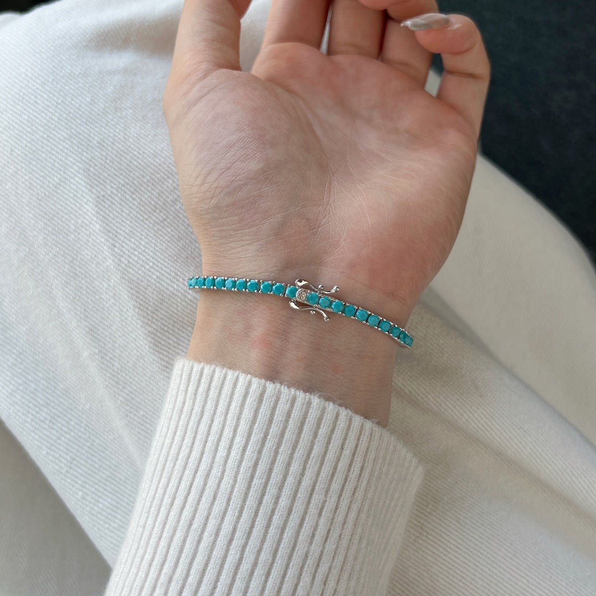 [AuraEcho]Dainty Charming Round Cut Tennis Bracelet
