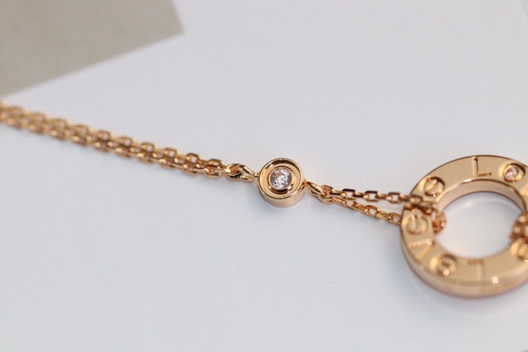 [AuraEcho]LOVE NECKLACE ADJUSTABLE ROSE GOLD 2 DIAMOND