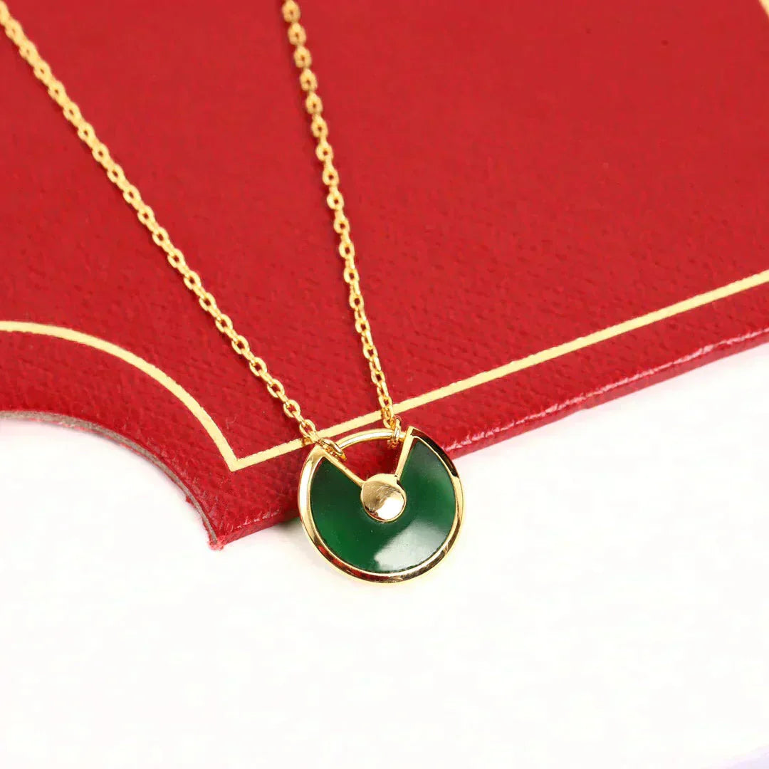 [AuraEcho]AMULETTE GOLD MALACHITE NECKLACE