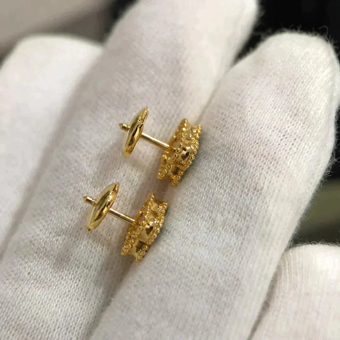 [AuraEcho]CLOVER MINI 9.5MM MALACHITE  EARRINGS