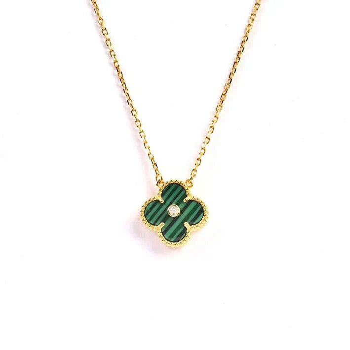 [AuraEcho]CLOVER 15MM DIAMOND TURQUOISE NECKLACE