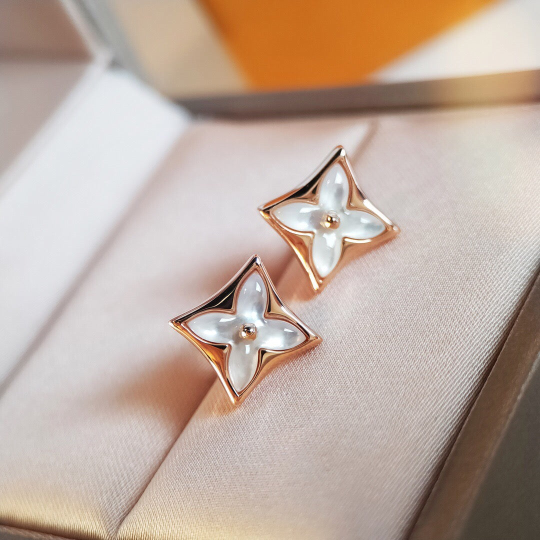 [AuraEcho]STAR MOP PINK GOLD EARRINGS