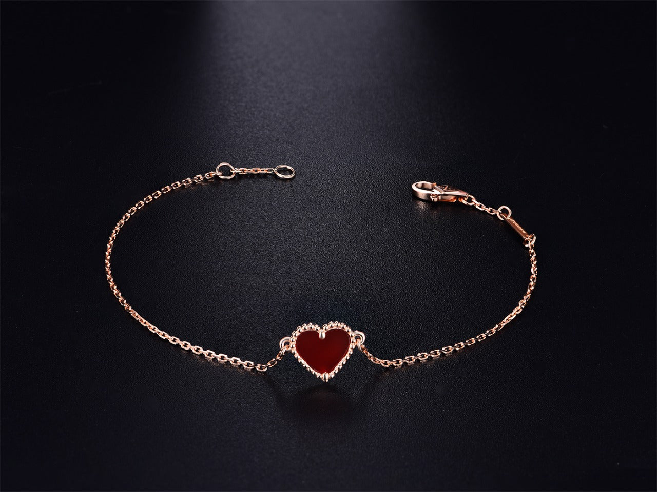 [AuraEcho]HEART CARNELIAN PINK GOLD BRACELET