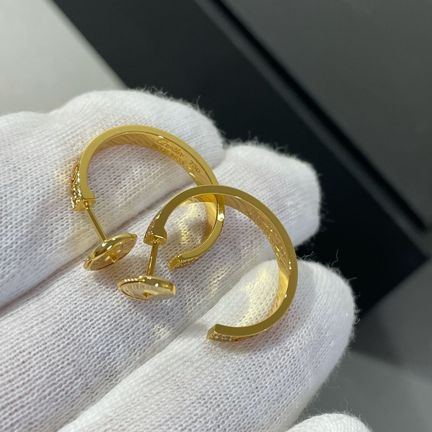 [AuraEcho]LOVE DIAMOND GOLD HOOP EARRINGS