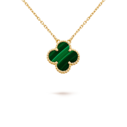 [AuraEcho]CLOVER 15MM MALACHITE SINGLE FLOWER  NECKLACE