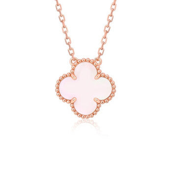 [AuraEcho]CLOVER 15MM PINK MOTHER-OF-PEARL SINGLE FLOWER NECKLACE