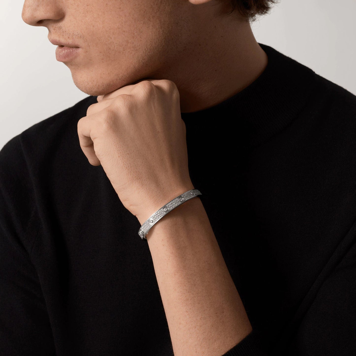 [AuraEcho]LOVE BRACELET 6.1MM DIAMOND-PAVED 10 BIG DIAMONDS