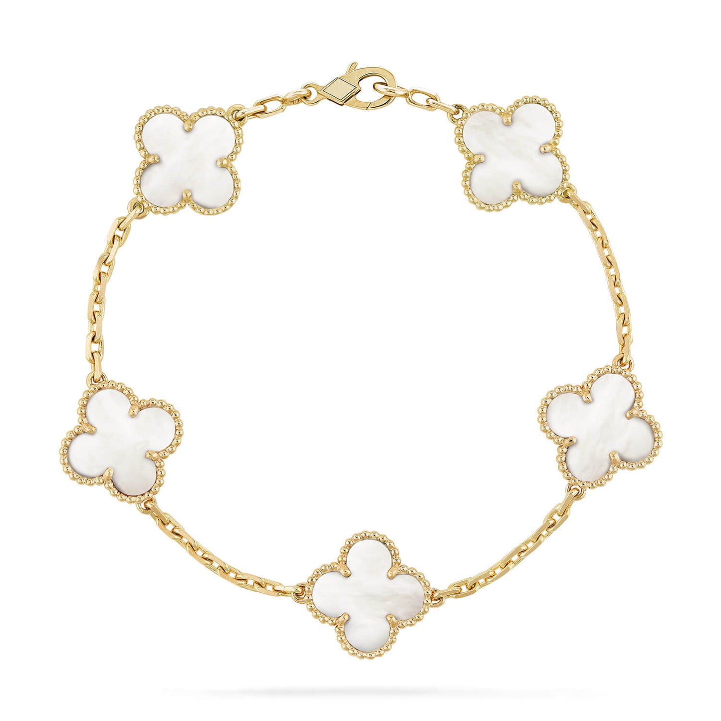 [AuraEcho]CLOVER  5 MOTIF WHITE MOP BRACELET