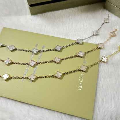 [AuraEcho]CLOVER 6 MOTIF WHITE MOP BRACELET