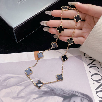 [AuraEcho]CLOVER 10 MOTIFS ONYX NECKLACE