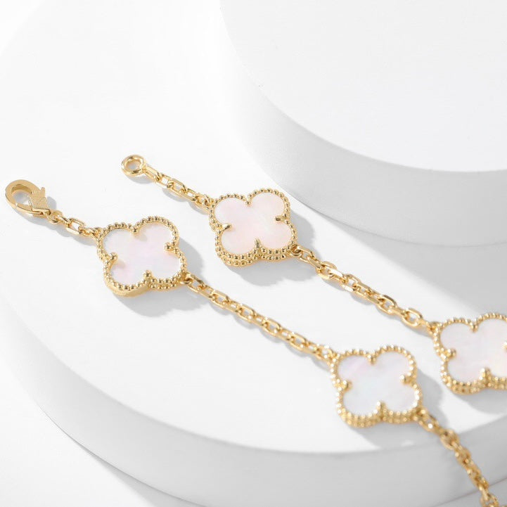 [AuraEcho]CLOVER 10 MOTIFS WHITE MOTHER OF PEARL NECKLACE
