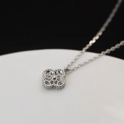 [AuraEcho]CLOVER MINI 9.5MM PENDANT DIAMOND NECKLACE
