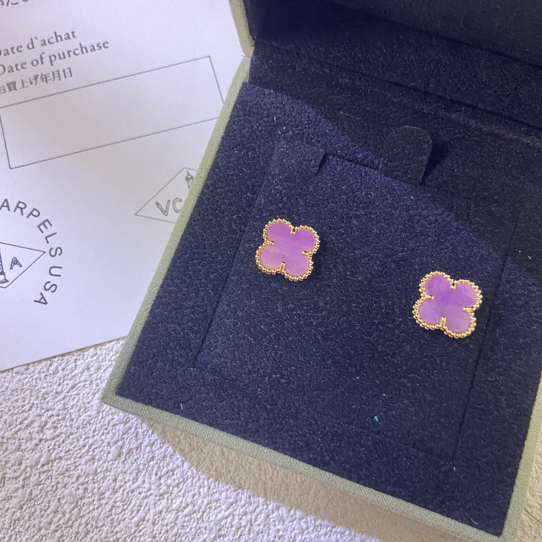 [AuraEcho]CLOVER MINI 9.5MM  PURPLE VIOLET EARRINGS