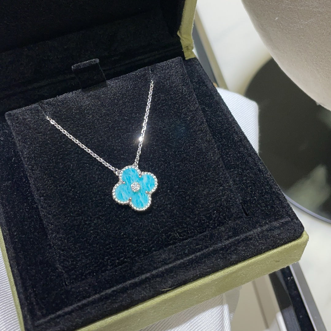 [AuraEcho]CLOVER 15MM DIAMOND SVRES PORCELAIN  NECKLACE SILVER