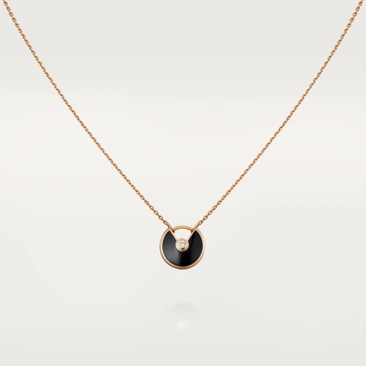 [AuraEcho]AMULETTE ROSE GOLD ONYX NECKLACE