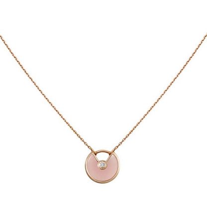 [AuraEcho]AMULETTE ROSE GOLD PINK MOP NECKLACE