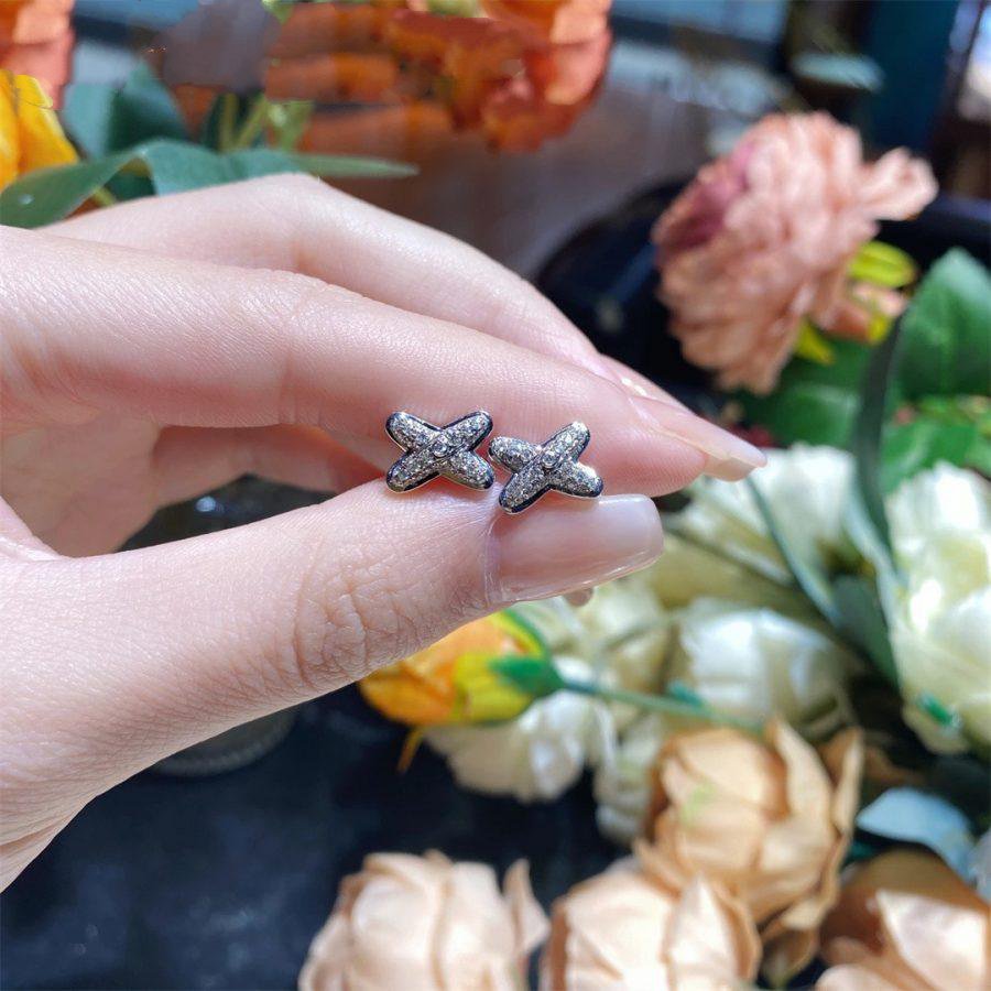 [AuraEcho]JEUX DE SILVER DIAMOND EARRINGS