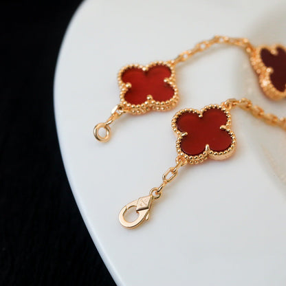 [AuraEcho]CLOVER 5 MOTIFS RED AGATE  BRACELET