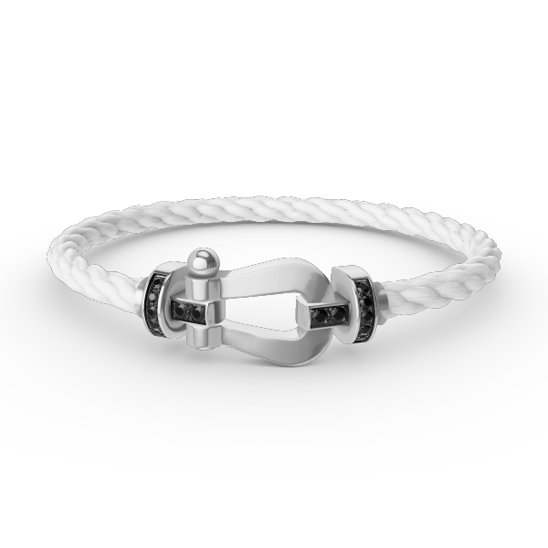 [AuraEcho]FORCE LARGE HORSESHOE BLACK DIAMOND BRACELET SILVER