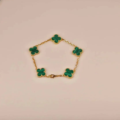 [AuraEcho]CLOVER 5 MOTIFS MALACHITE BRACELET