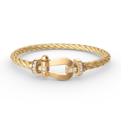 [AuraEcho]FORCE LARGE HORSESHOE HALF DIAMOND BRACELET GOLD
