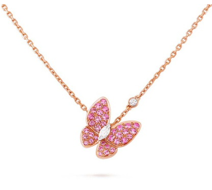 [AuraEcho]BUTTERFLY RED DIAMOND ROSE GOLD NECKLACE