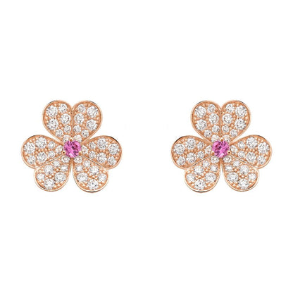 [AuraEcho]FRIVOLE PINK GOLD FLOWER DIAMOND EARRINGS