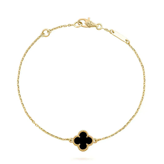 [AuraEcho]CLOVER ONYX SINGLE FLOWER BRACELET