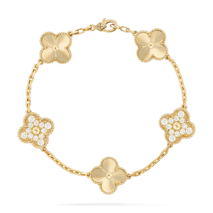 [AuraEcho]CLOVER BRACELET 5 MOTIFS GOLD DIAMOND