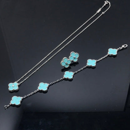 [AuraEcho]CLOVER 1 DIAMOND BLUE SKY SILVER EARRINGS